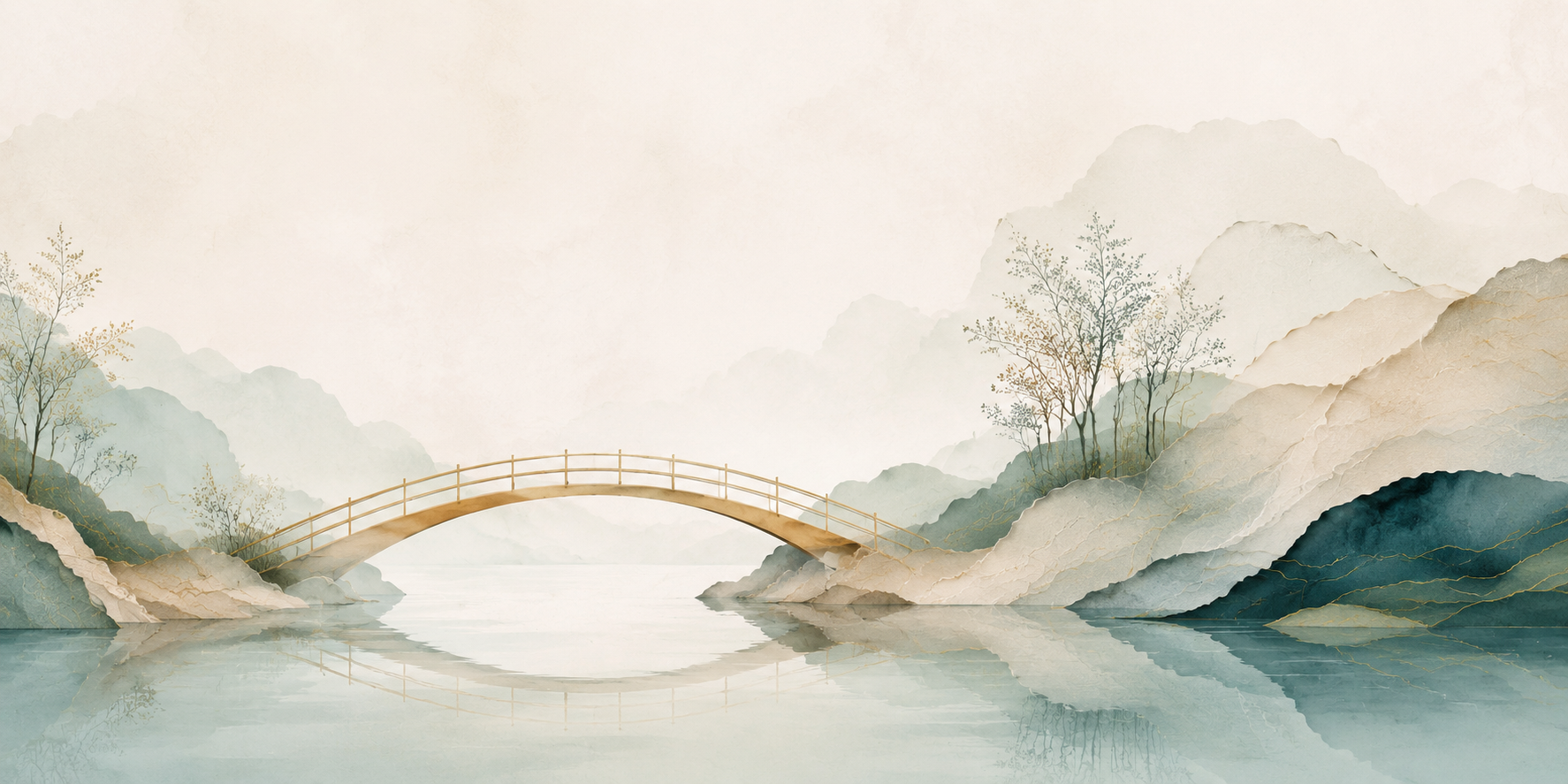 Eine Brücke verbindet zwei unterschiedliche Landschaften